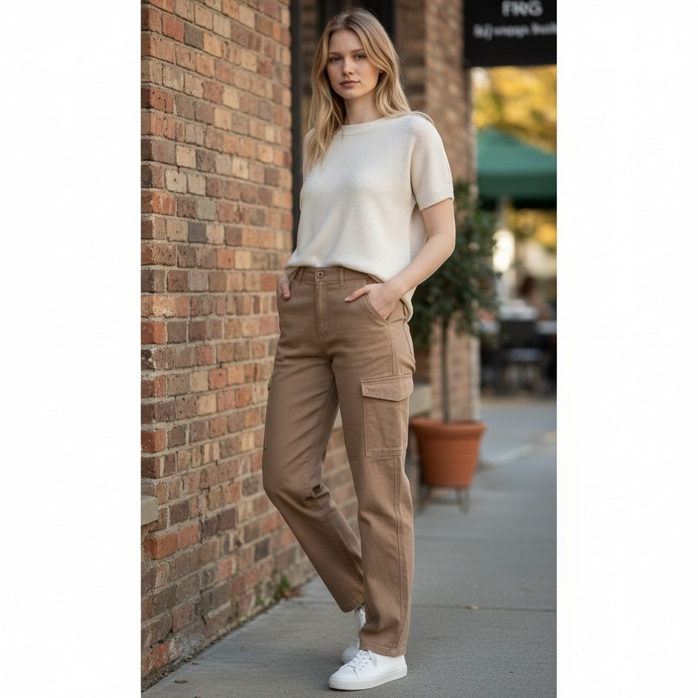 Wilfred Free Aritzia Tan High Waisted Cargo Pants Straight Leg Size 4 Brown